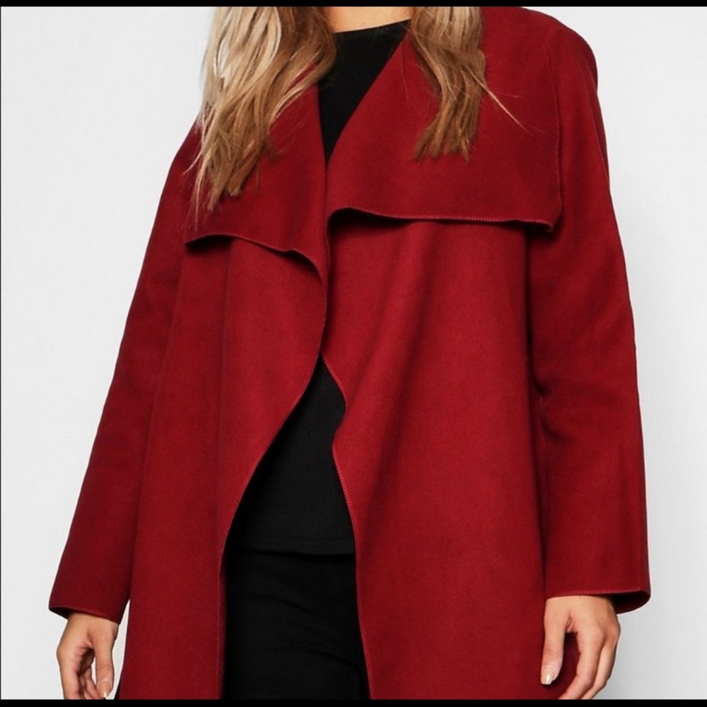 Boohoo wool front wrap coat